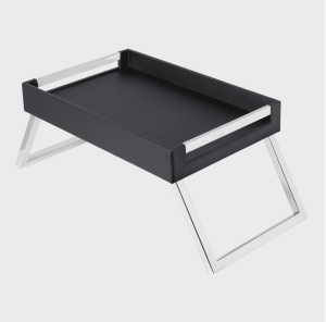 Breakfast Tray Faux Leather, Black, 45x35x7 cm