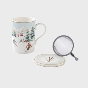 Tekopp m/sil og coaster i gaveeske Chalet