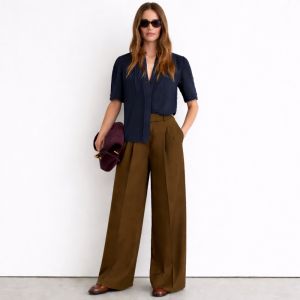 Aurelia kortermet bluse m/rysjekant navy