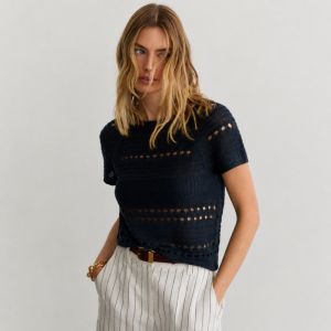 Chloe Texture Top Navy