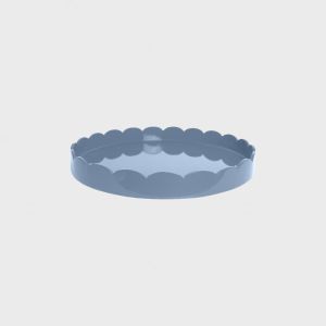 Scalloped Round Tray Chambray 16x16 cm
