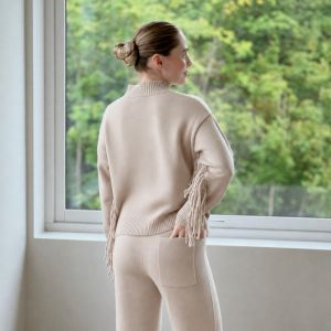 Knitted Pants Beige One Size