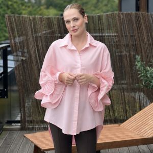 Bluse m/volangerm lyserosa One Size