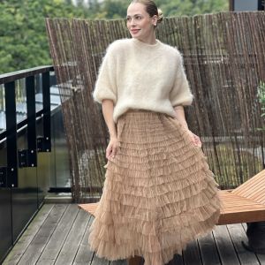 Kappeskjørt tyll Taupe One Size