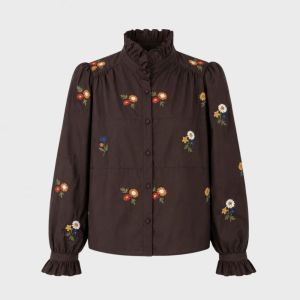 Choco bluse m/blomsterbroderi