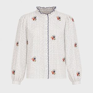 Checked Shirt with Embroidery