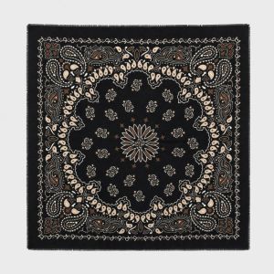 Large Paisley Pattern Black Scarf