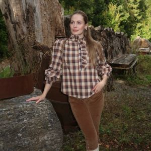 Checked Shirt with Ruffle
