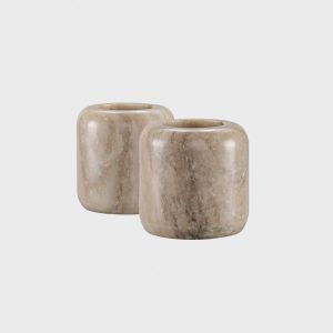 Hera tealight beige marble sett m/2