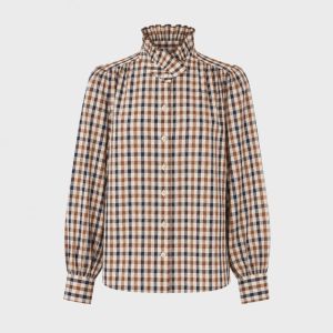 Brown&Blue Checked Shirt Cafe