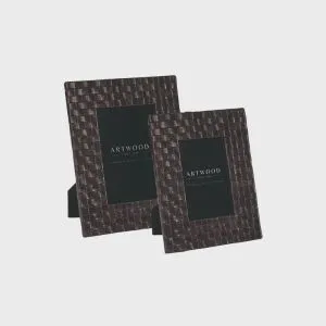 Fuego Photo Frame 2-set Leather Deep Brown