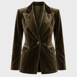 Velour Blazer Khaki
