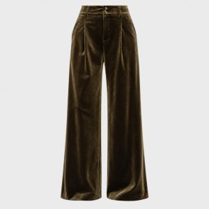 Velourbukse Khaki m/legg