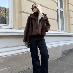 Fake Fur pelsjakke brun