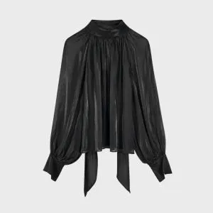 Lumine Sort bluse m/knyting bak One Size