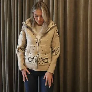 Paisley Jacket Zip Beige One Size