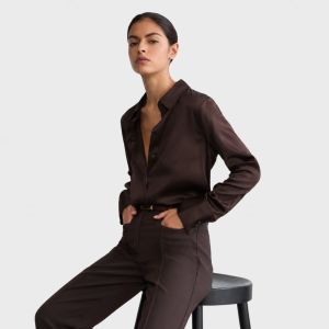 Ameira Silk Satin Shirt Grape Burgundy