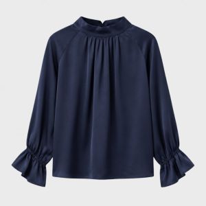 Satin Blouse Navy One Size