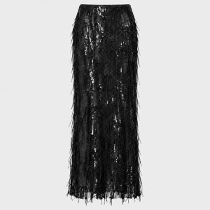 Sequin Mesh Skirt Black
