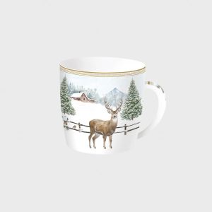 Porcelain mug 350 ml in tin box WHITE FOREST