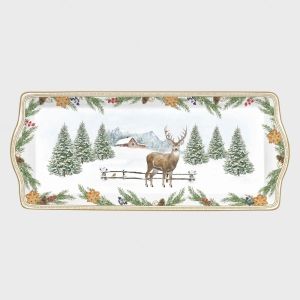 Porcelain serving platter 35x15 cm in color box WHITE FOREST